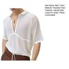 Men's Deep V-Neck T-Shirt Short Sleeve Lapel White Tee Summer Loose Fit Casual Tee