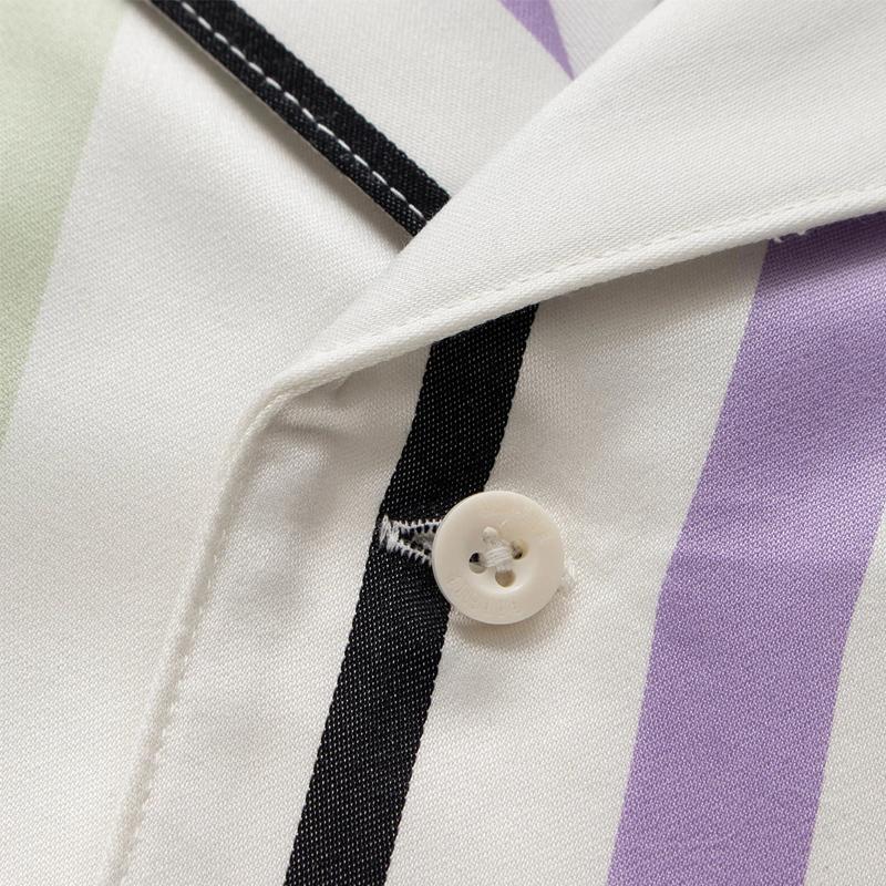 Li-Ning Striped Cotton Loose Casual Short Sleeve Shirt Men Shirts White ASHS381-1