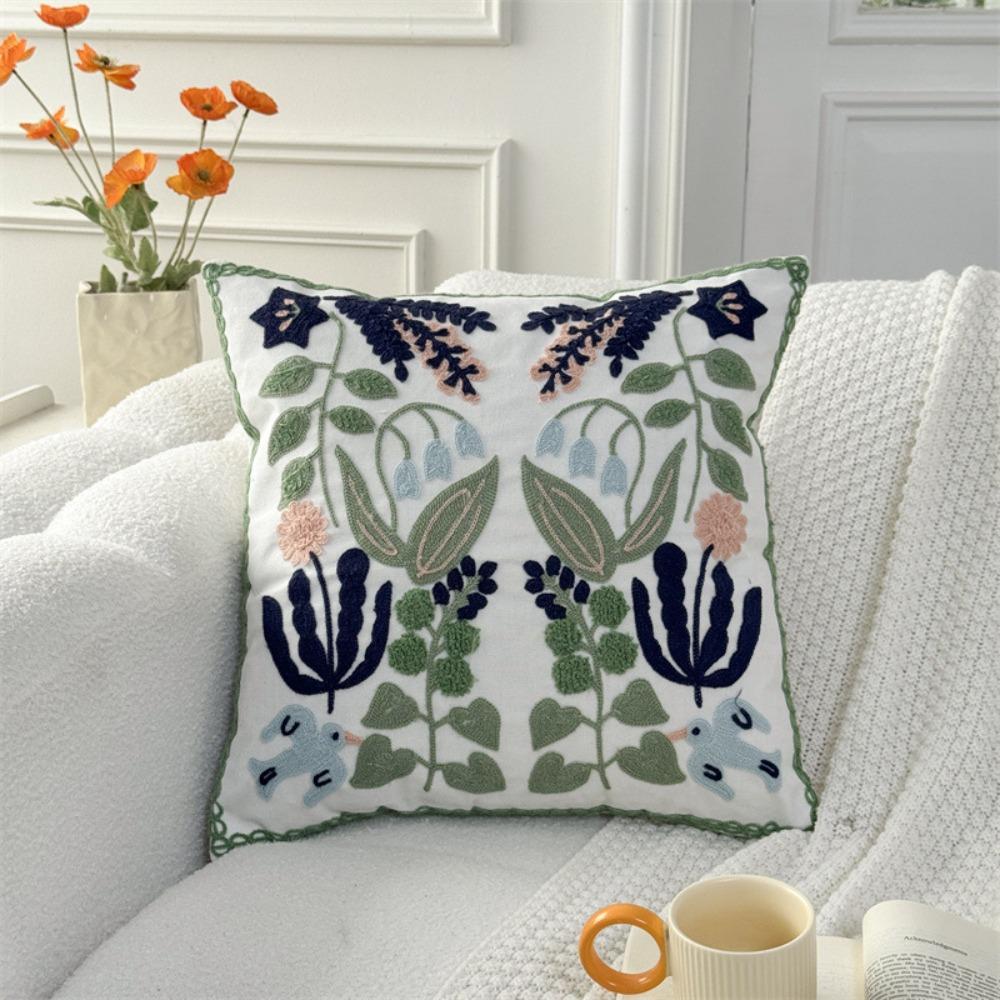 Skin-friendly Throw Pillow Cover Square Sofa Pillowcase Floral Swallow Cushion Cover  Office
