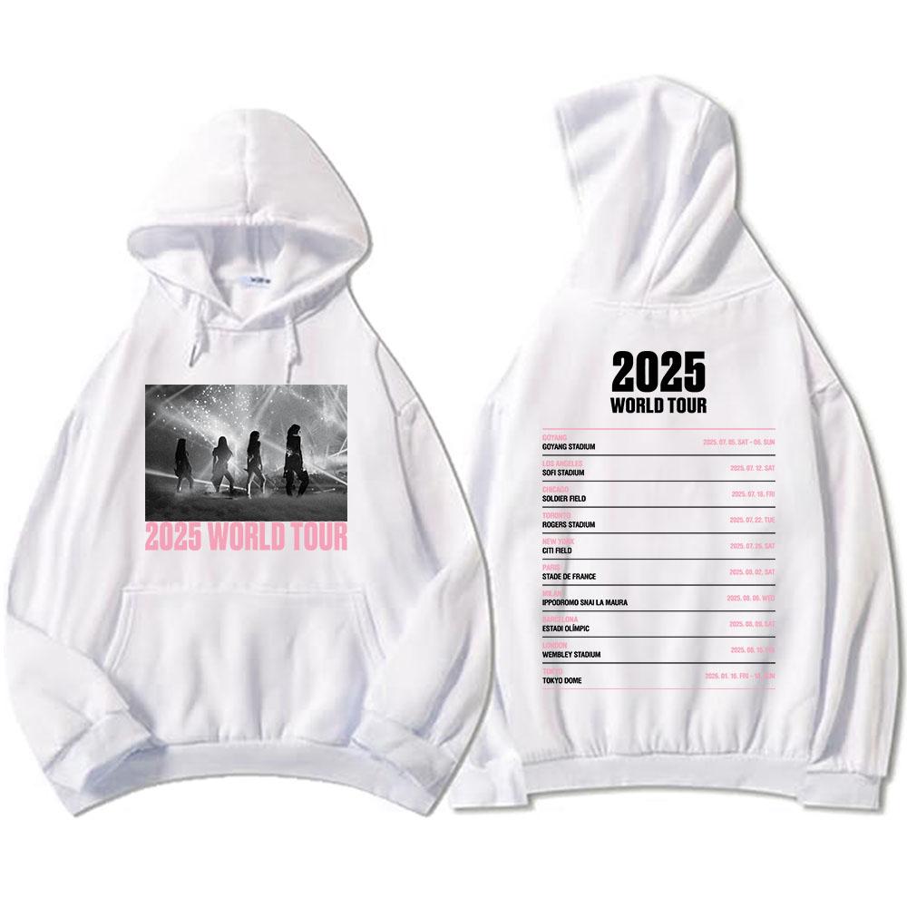 Korean Girls' Band Black and Pink Hoodies Long Sleeve Fashion Graphic Sweatshirts Autumn Warm Men Women Sudaderas Kpop Tops