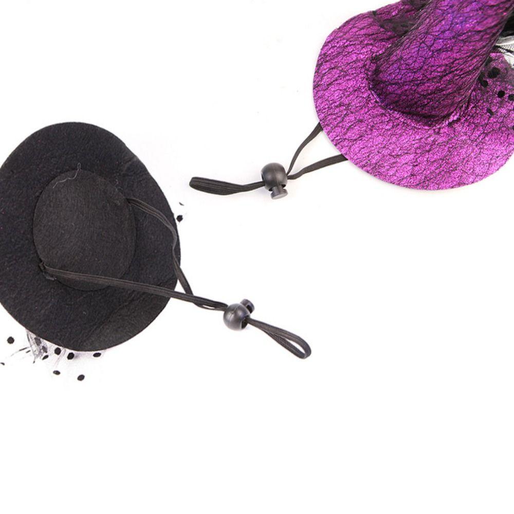 Decorative Pet Witch Hat Stripe Dog Bat Hat Pet Accessories Cat Cosplay Hat  for Photograph