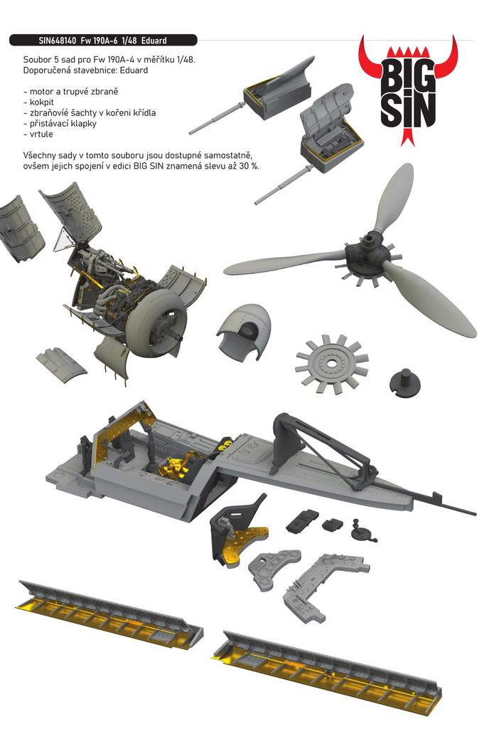 Eduard Big Shin Parts Set Plastic Model Parts EDUSIN648140 1/48 Fw190A-6 (for Eduard) (Airplane)