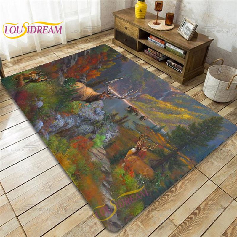 Wild Animals Deer Wildebeest Carpet for Living Room Bedroom Rug Kitchen Door Kids Unslip Floor Mats Birthday Gift Alfombra Rug