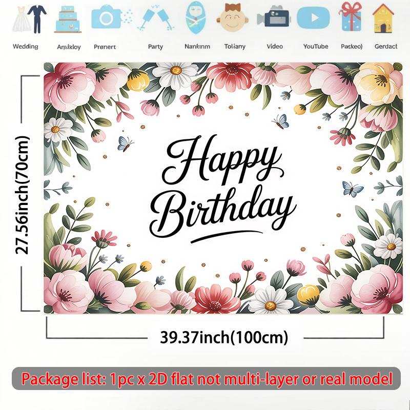 A 2D flat banner, a floral birthday card, very suitable for classrooms, offices and various events