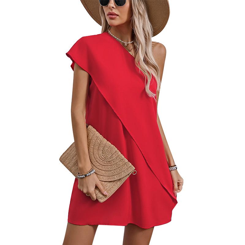 European and American Style Off-Shoulder Dress: Sexy Two-Piece A-Line Midi for Summer Vacation