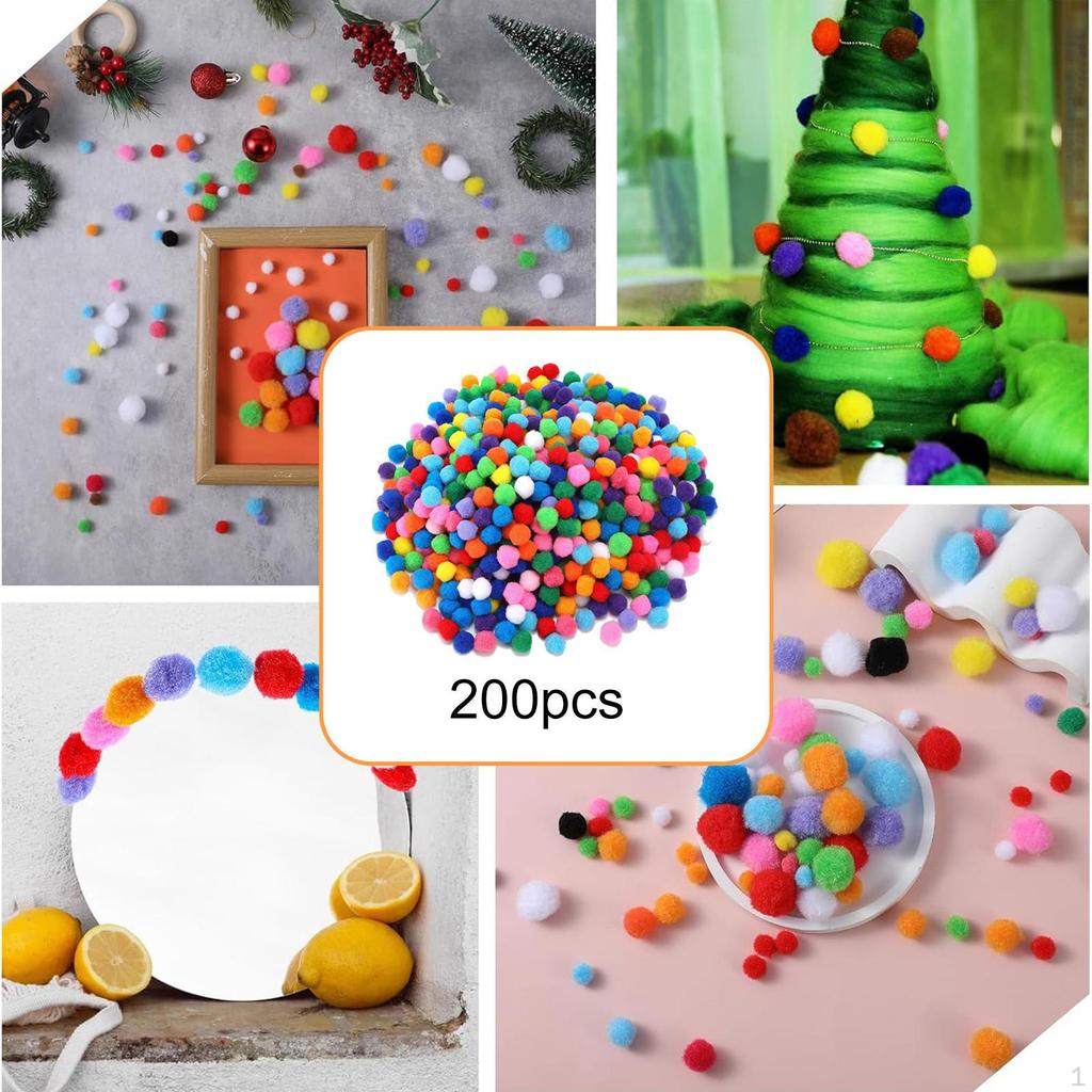200 kusů pomponů Měkké DIY Kreativní řemesla Umění a pro Hobby Potřeby Dekorace Škola
