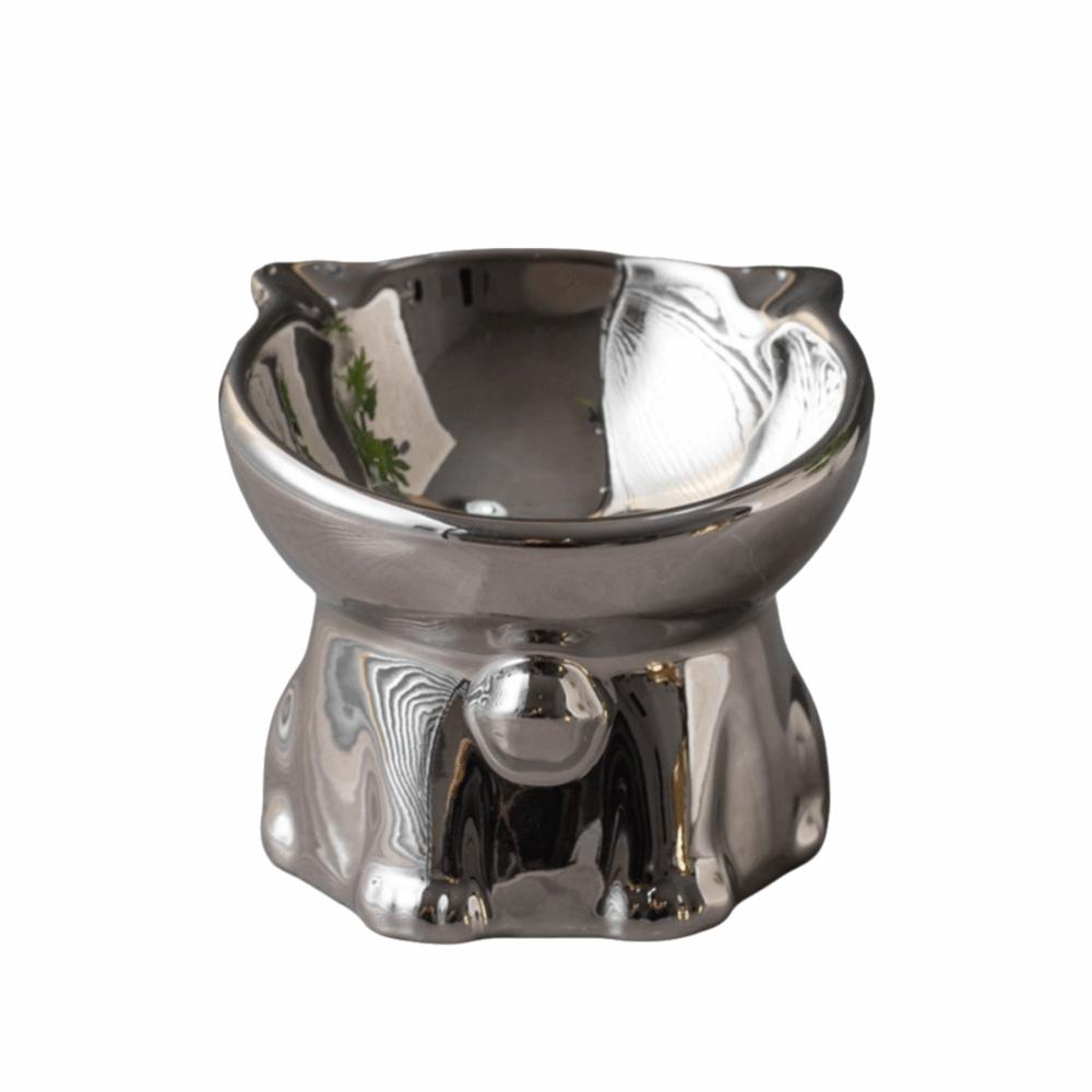 Cat Shaped Elevated Pet Food Feeder Neck Protection Cat Water Bowl Ceramic Cat Bowl Indoor
