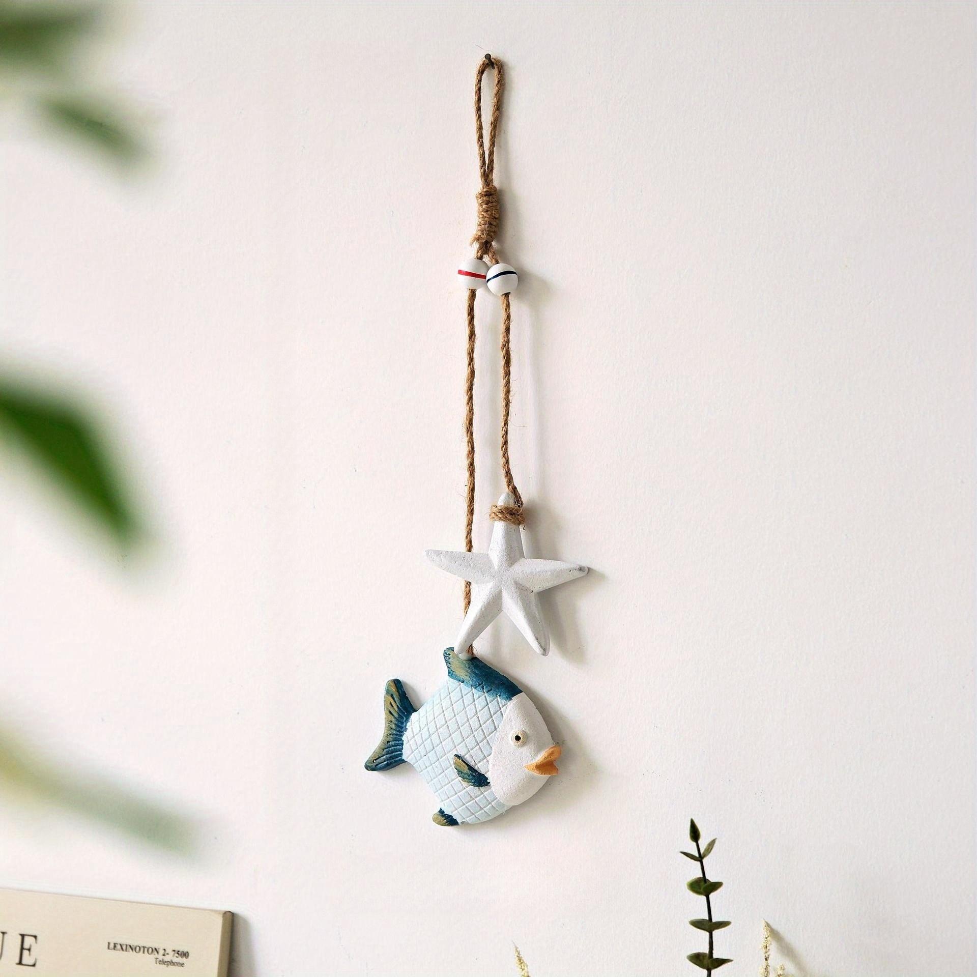 

1 шт. Деревянное настенное украшение в средиземноморском стиле с бусинами, с морскими коньками, морскими звездами и рыбами