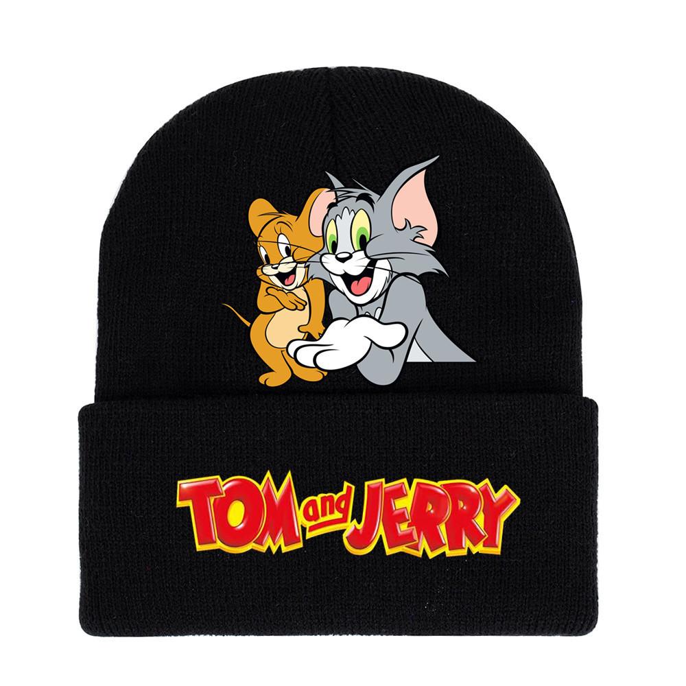 Jerry And Tom Cartoon Print Knitted Hat Hip Hop Cap Outdoor Fashion Gift Unisex