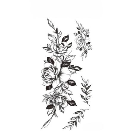 Sexy Black Large Snake Flower Fake Tattoo Stickers For Women Dot Rose Peony Temporary Tattoos Diy Water Transfer Tatoos Girls