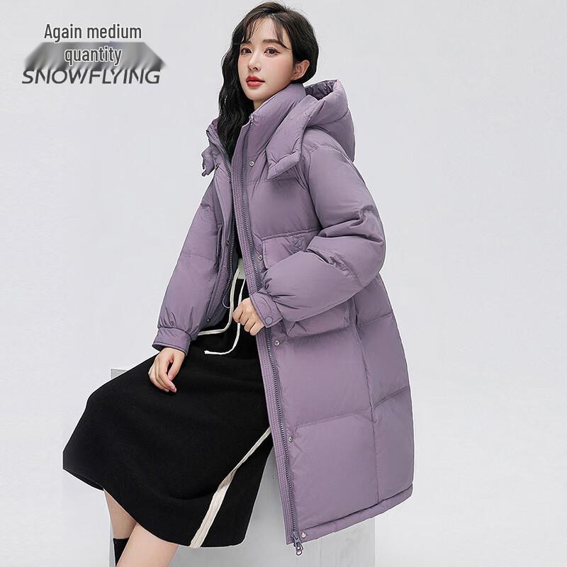 SNOWFLYING Women's Mid-Length White Duck Down Jacket X30147392F