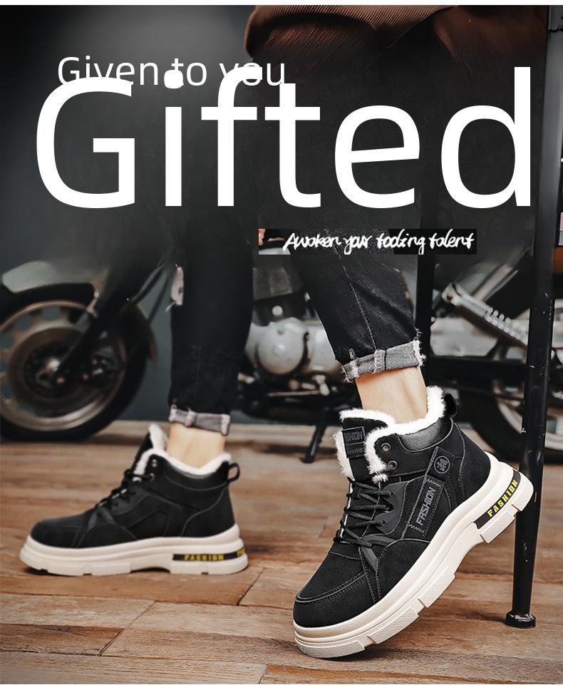 Men's Velvet-Lined High-Top Snow Boots - Warm Outdoor Winter Sports Martin Boots