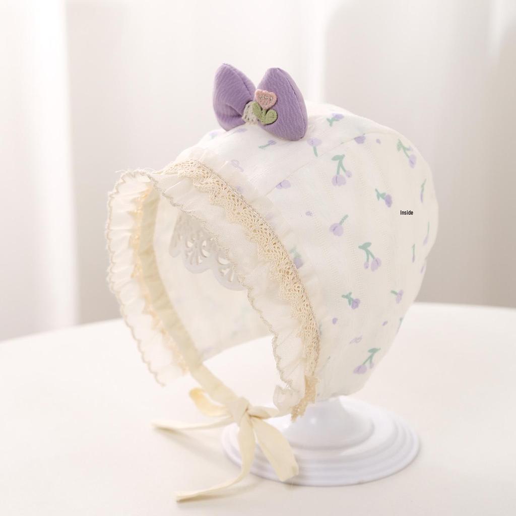 Newborn Girls' Ear Protection Lace Hat, Spring/Summer