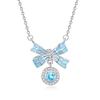 Women's S925 Sterling Silver Bow Knot Necklace Natural Amethyst Citrine Zircon Enamel Clavicle Chain Jewelry