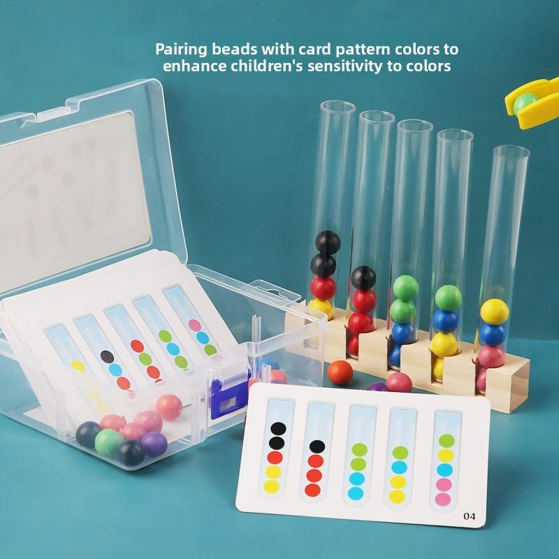 Test Wooden Clip Beads Color Cognition Puzzle Toy For Preschoolers