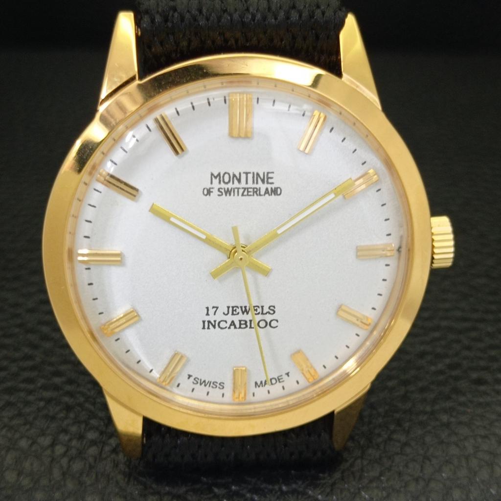 REFURBISHED GENTS MONTINE 17 JEWELS WINDING SWISS GOLD PLATED WATCH A285406-12 Montine-a285406-3