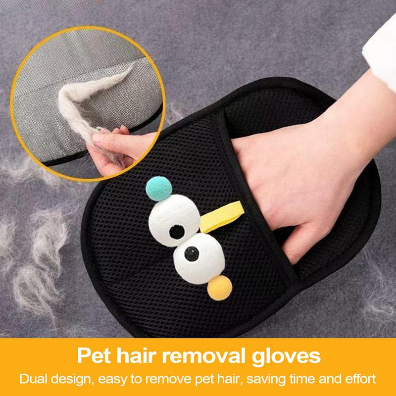 Pet Hair Glove Cat Grooming Gloves Static Two-Way Reusable Washable Sticky Gentle Deshedding Tool For Dog Bathing Indoor Travel