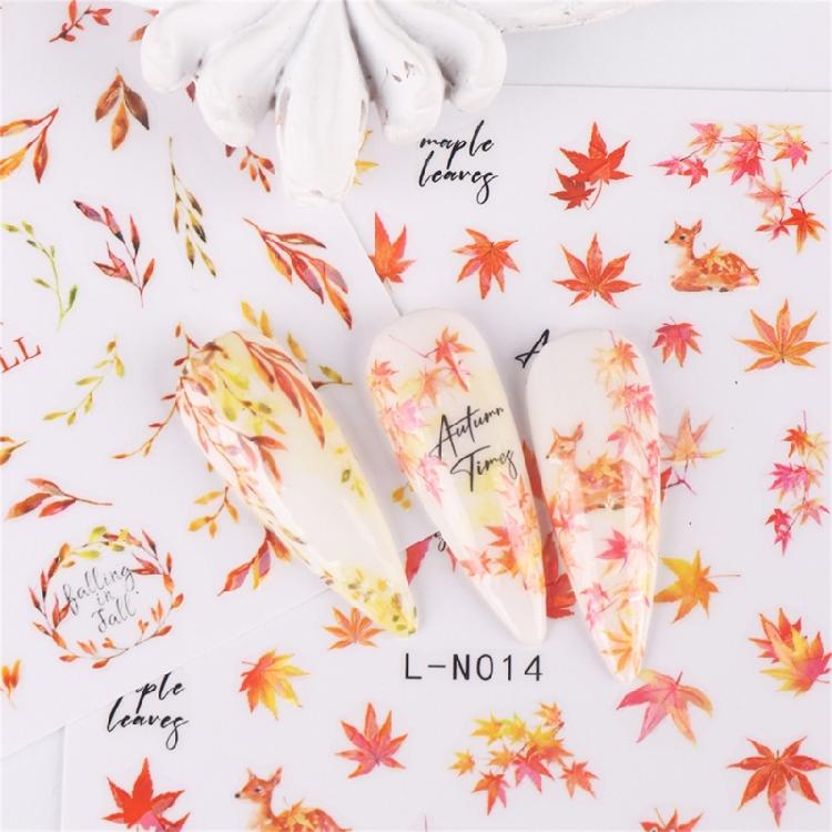 Elegant Ginkgo and Maple Leaf Nail Art Stickers 6 Sheets Easy Apply Nail Decals Women's Nail Decoration for Autumn Nail