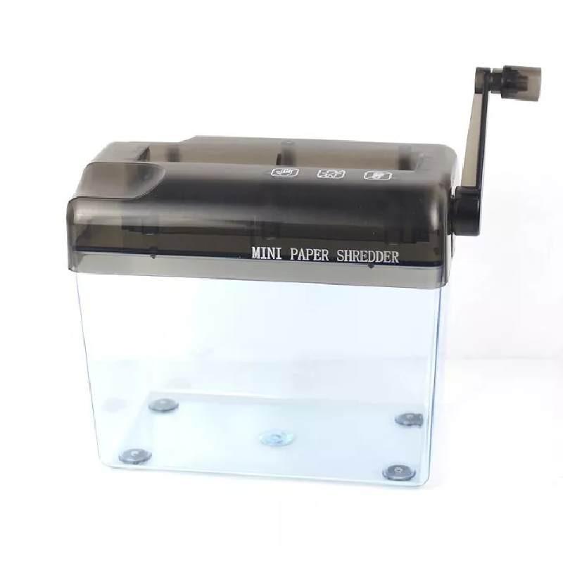 Déchiqueteuse de bureau compacte à coupe droite, manuelle, petite, pour format A4, à manivelle