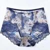 Sleek Mesh Print Plus Size Seamless Mid-High Waist Women's Panties