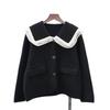 Doll collar temperament knitted double-sided cardigan autumn new loose design sweater jacket women