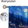 Sky and Ocean Elegant Room Curtains 2 Pieces Tulle for Bedroom Shades Halloween Decoration Living Room Curtain Partition Kitchen
