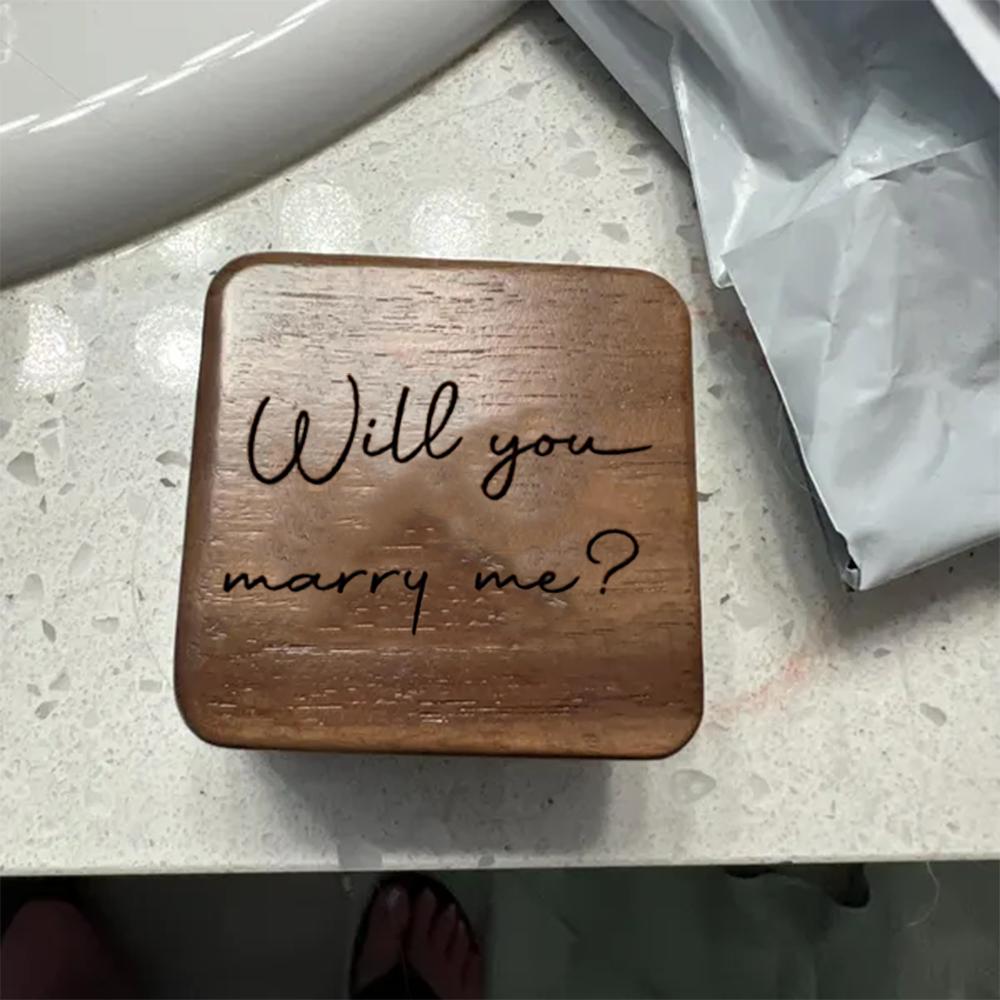 Personalized Wooden Wedding Ring Box Engraved Engagement Proposal Holder Bridal Future Mrs Gift Bachelorette Party Bridal Shower