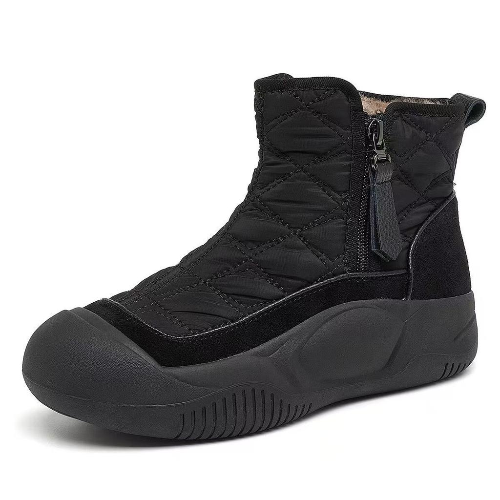 Women Winter New Thick Sole High Top Snow Boots Round Toe Thicken Plush Keep Warm Waterproof Non Slip Zippers Cotton Boots