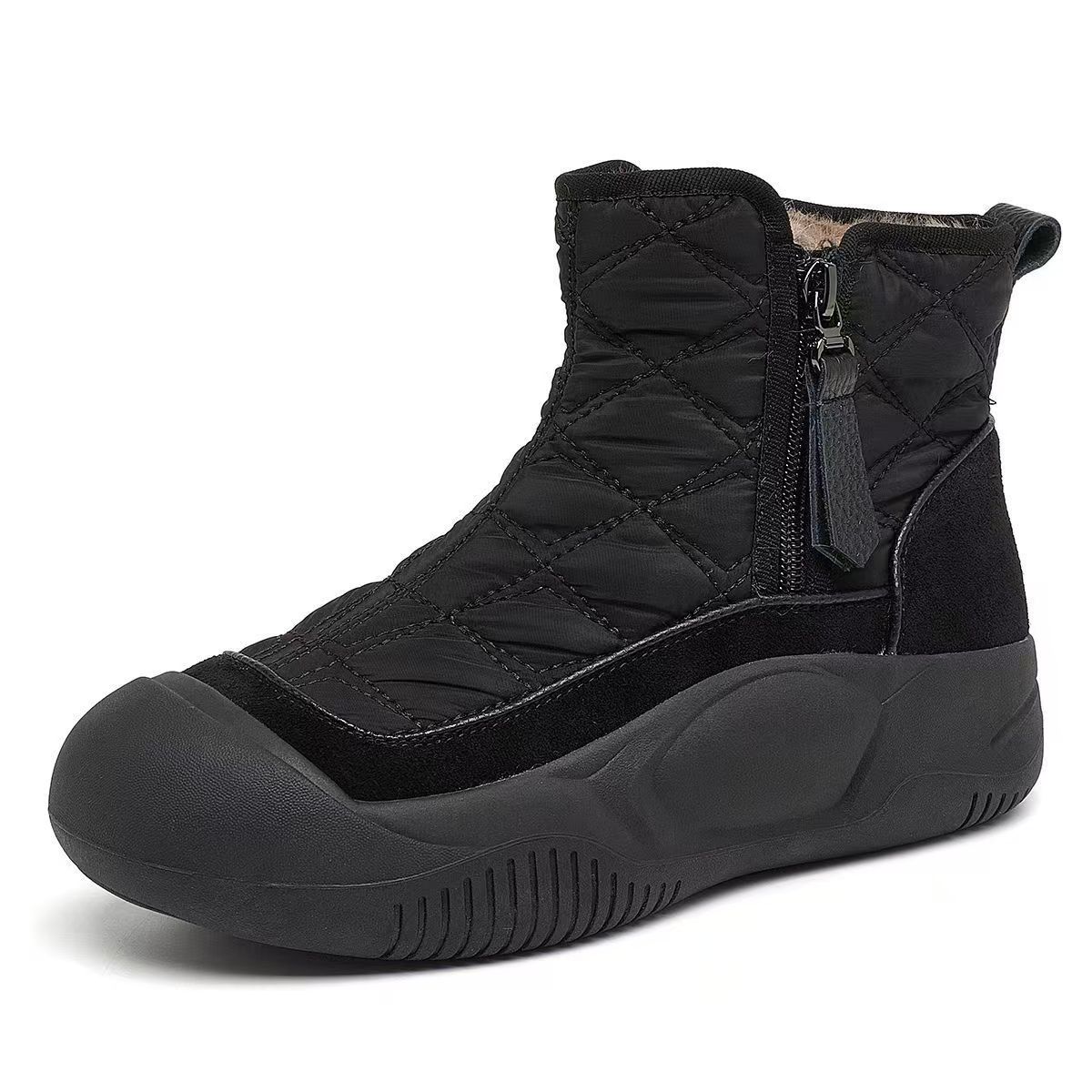 

Women Winter New Thick Sole High Top Snow Boots Round Toe Thicken Plush Keep Warm Waterproof Non Slip Zippers Cotton Boots 35 чорний