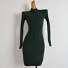 Fashion Style Half-High Collar Long Sleeves Knitting Dress Women's Clothing Silm Slim Looking Mid Length Long Length Bodycon Dress