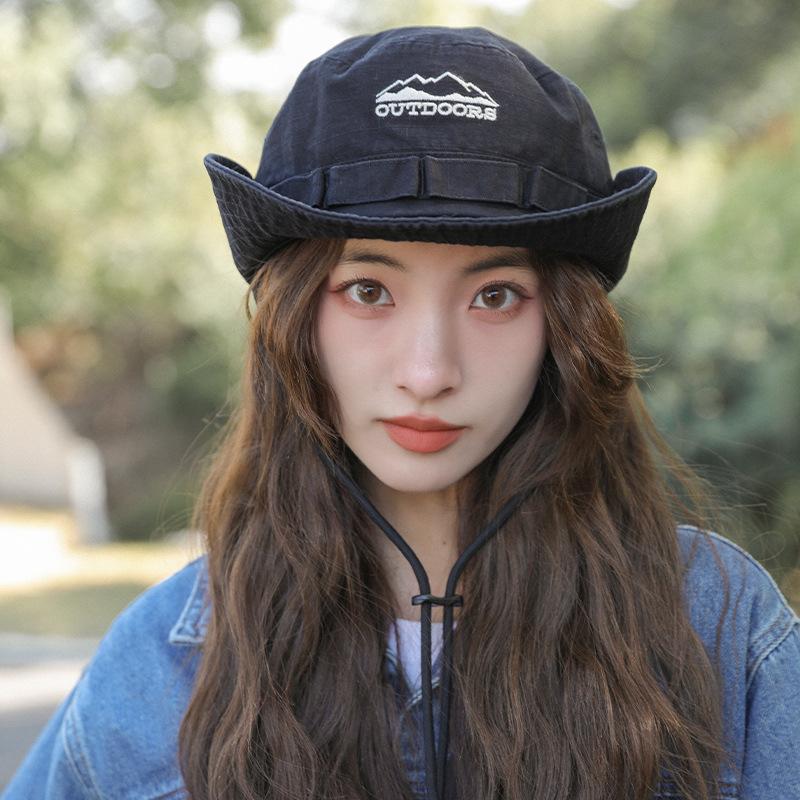 Japanese mountaineering hat women's summer quick-drying breathable big eaves shading bucket hat outdoor hiking western cowboy hat