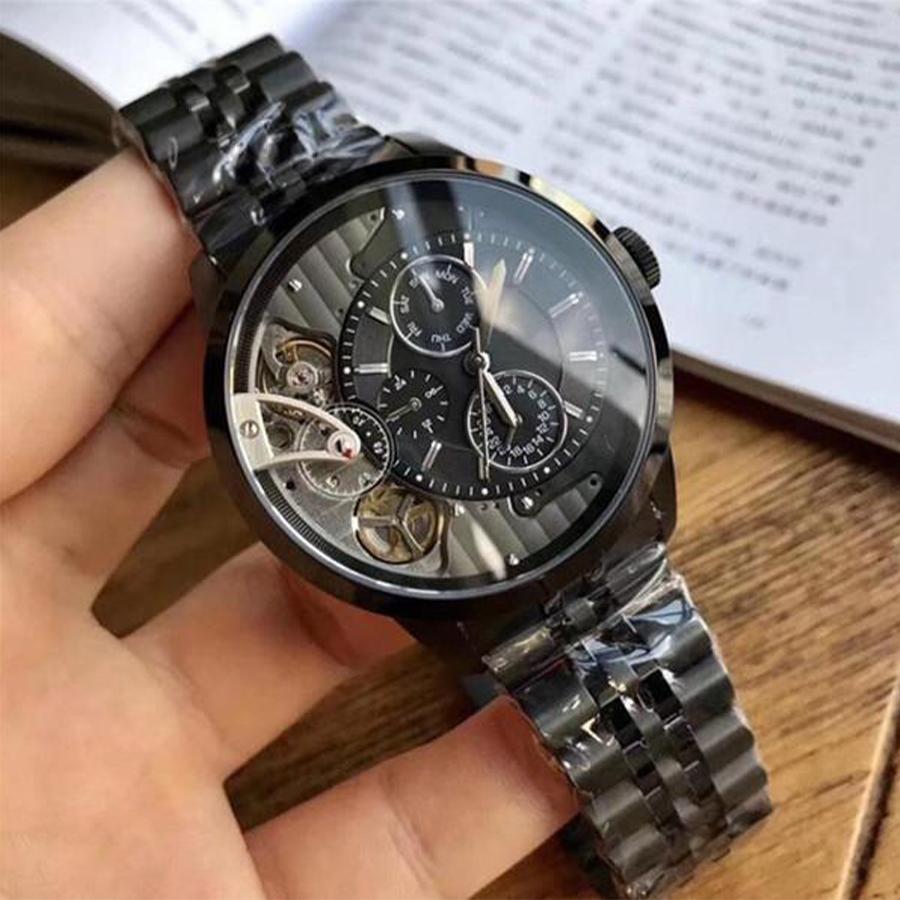 Fossil Townsman Mechanical Black Dial Black Steel Strap Watch for Men - ME1136