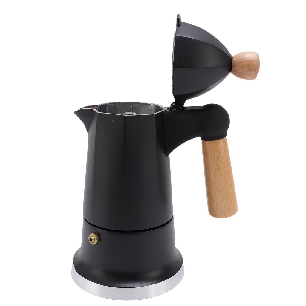 Stovetop Coffee Maker 3 Cups Single Valve Aluminum Alloy Percolator Coffee Maker Pot with Wooden Handle for Home Use