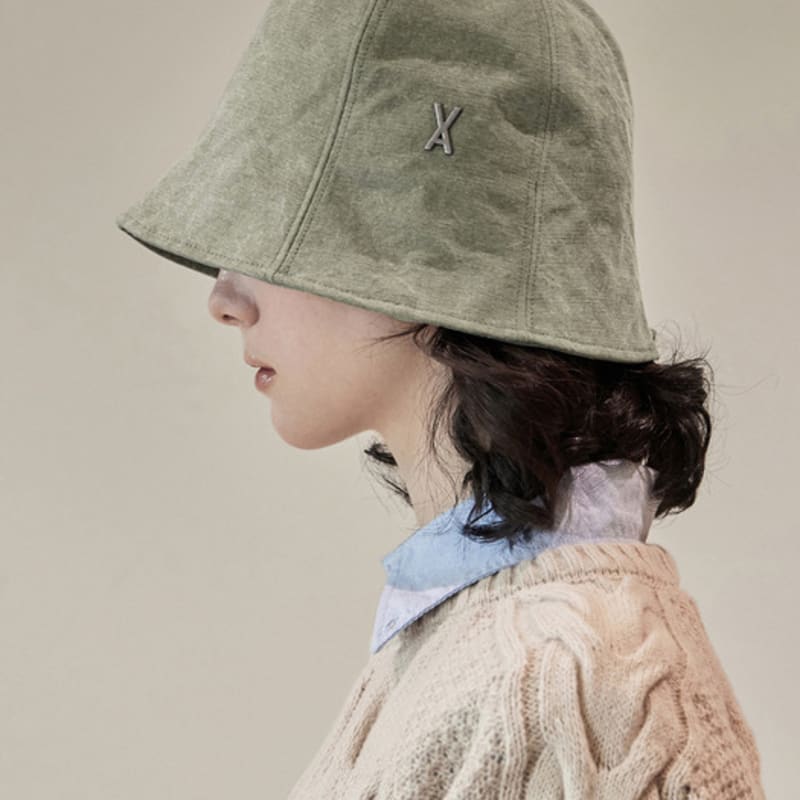 VARZAR VA Studded Pigment Round Bucket Hat Khaki