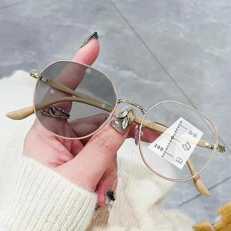 Progressive Photochromic Multifocal Hyperopia Glasses 3 in 1 Outdoor Near Far Sight Sunglasses Finished Sports Anti Blue Eyewear