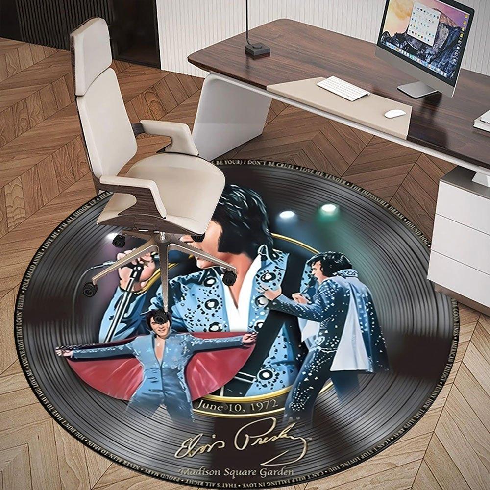 Elvis Presley Live At Madison Square Garden Picture Disc LPRound Non-Slip Chair Mat Chair Carpet for Office Rugs for Office Decor Gift For Valentine's