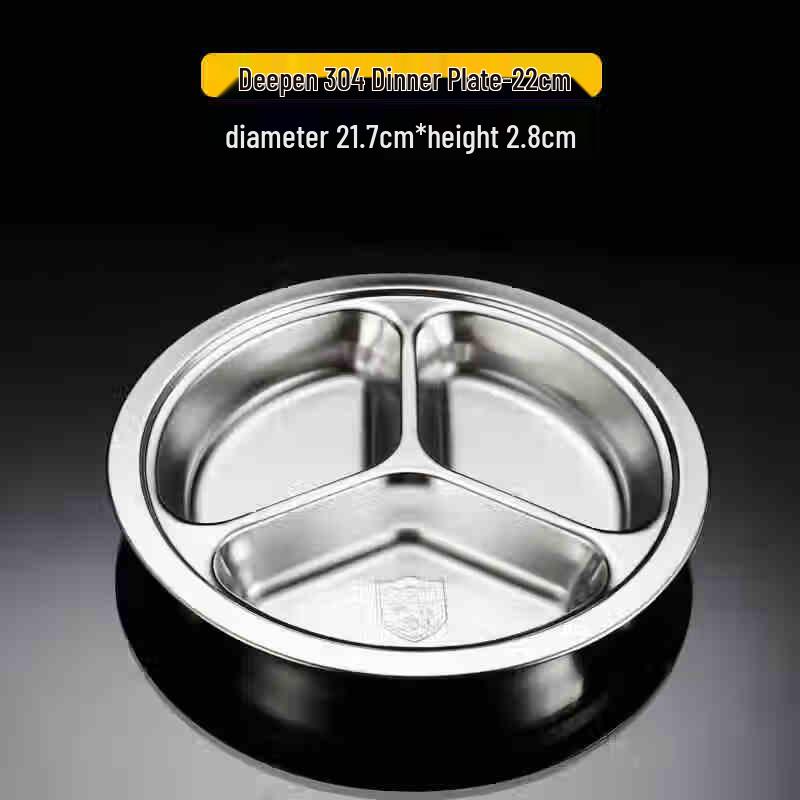 304 Stainless Steel Divided Round Meal Tray