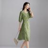 SOFSIL 2026 Summer Silk Floral V-Neck Midi Dress
