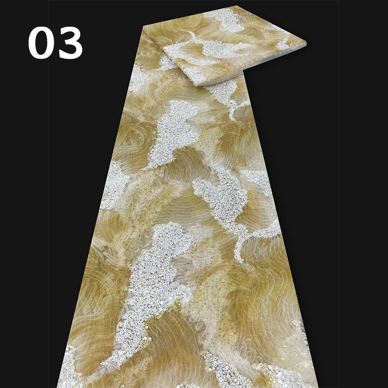 Luxurious Pearl Beaded Embroidery Fabric High Quality Lace Sequin Tulle Lace Designer Fabric For Diy Sewing Dress Clothes