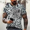 Summer Fashion Men's T-shirt Animal Tiger Leopard Pattern 3D Print Casual Loose Outdoor Boy Short Sleeve Tees Top Pullover Clothing