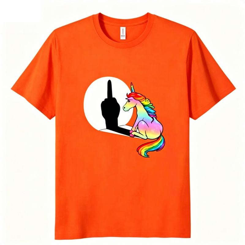 Unicorn Middle Finger T Shirt Unisex Unisexs TShirt Streetwear Tshirts Anime Clothes Four Seasons