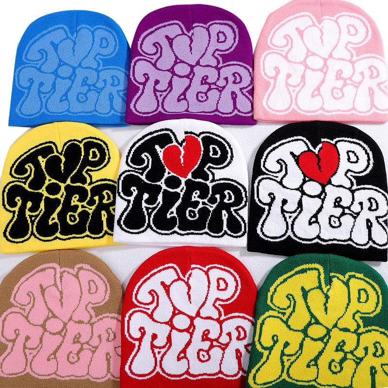New Y2K Jacquard Letter Bean Hat Winter Cold Protection and Warmth Knitted Knitted Cold Hat for Men and Women