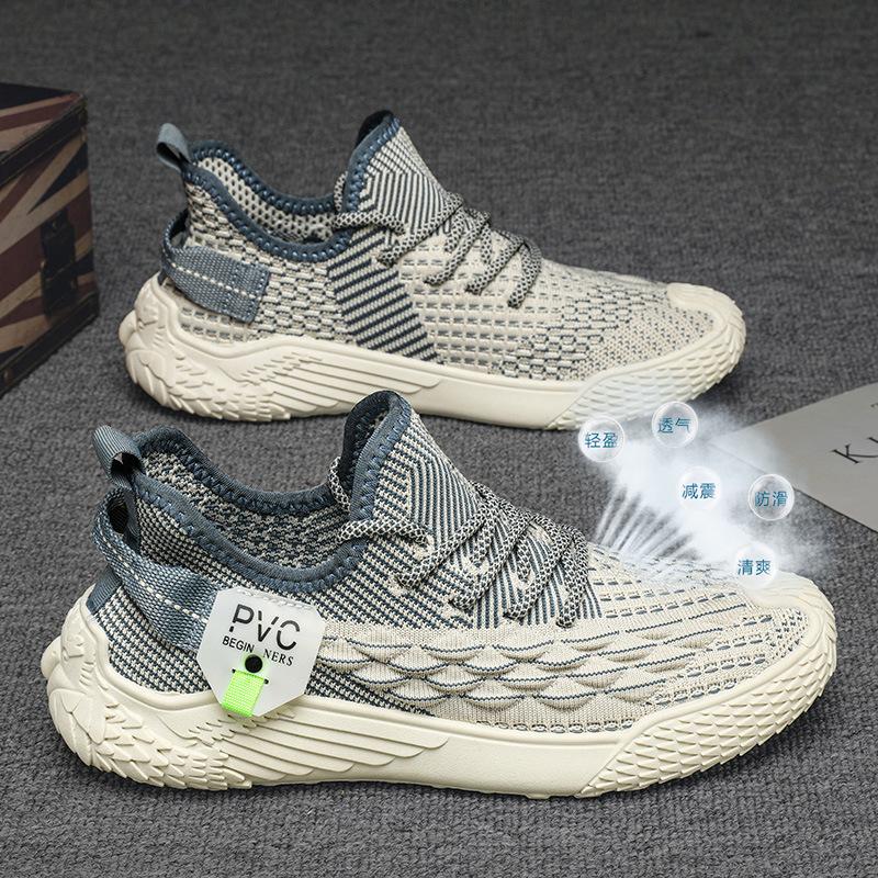 Men's shoes spring and summer new casual sports shoes men's versatile breathable fly-woven coconut shoes soft-soled running shoes