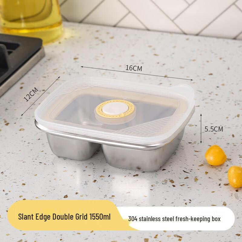 304 Stainless Steel Microwavable Sealed Food Container Two Compartments, 550ml