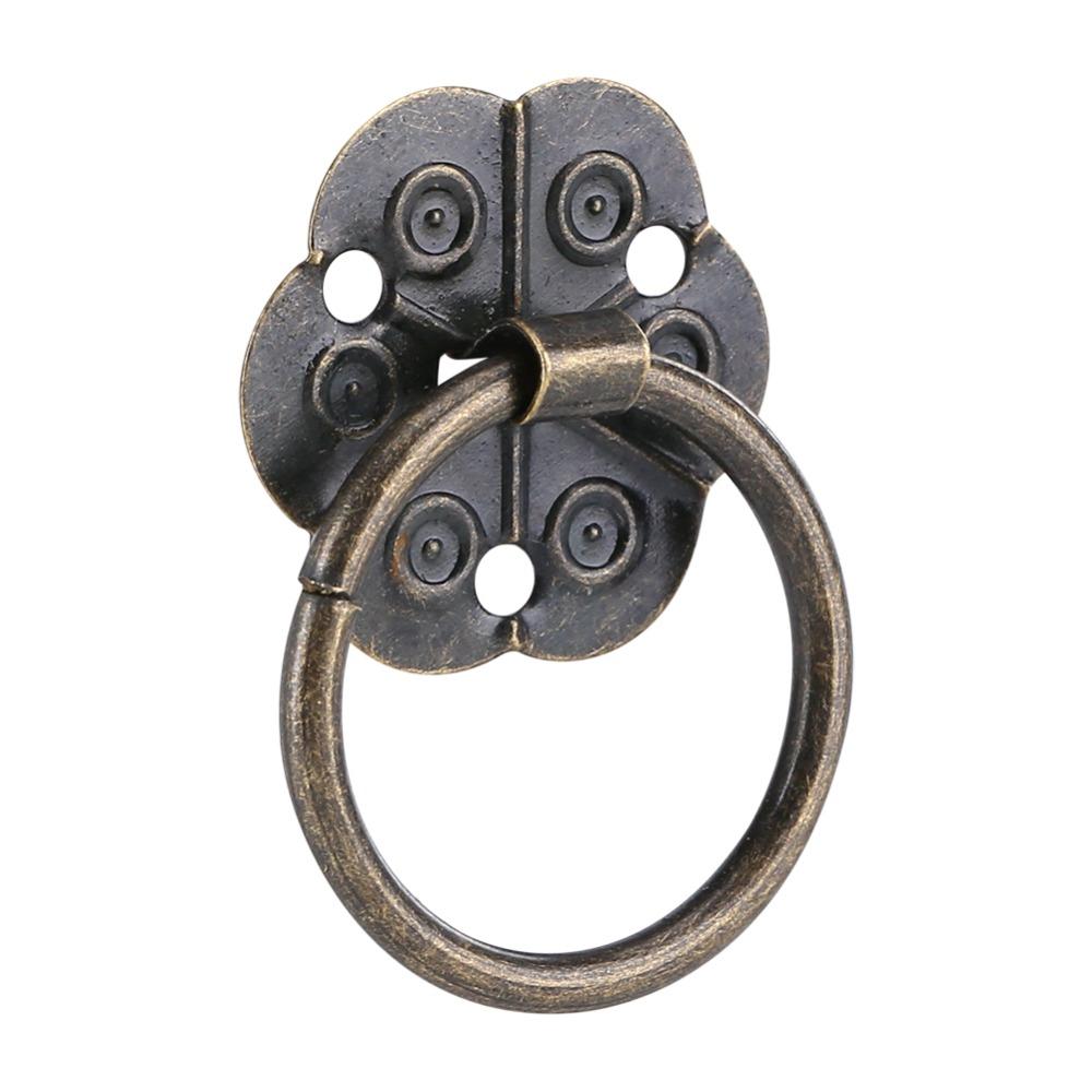 20pcs Small Furniture Handle Bronze Tone Ring Pull Hardware Vintage Drawer Cabinet Pull Drawer