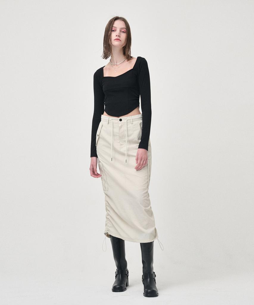 Etmont String Long Cargo Skirt, Cream