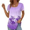 Floral Pattern Polyester Short Sleeve T Shirt For Casual Women Spring