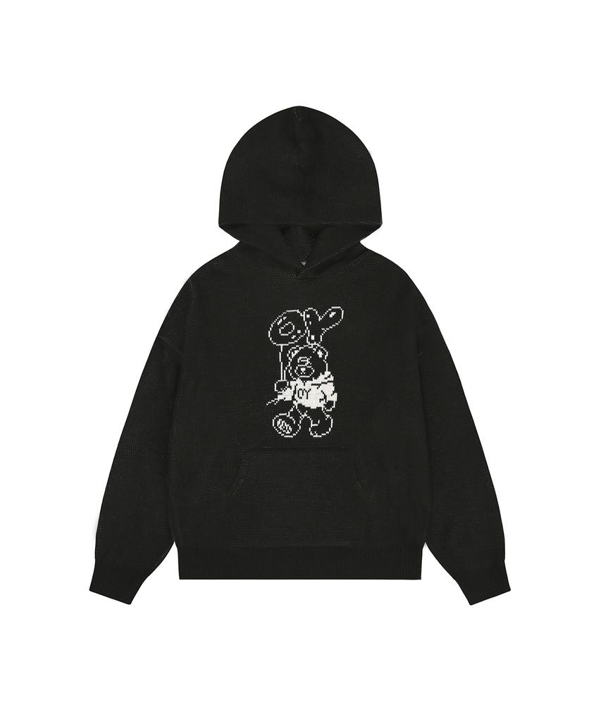 Opeunyadeu(Owai) Balloon Odolly Knit Hoodie - Black
