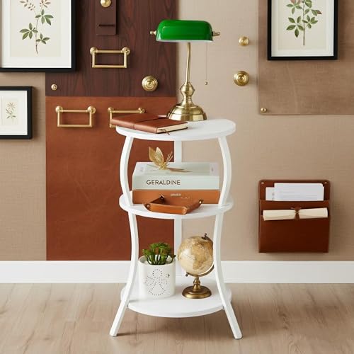 ZEXVIDA Retro Round Coffee Table, Bedside Table, Folding Side Table, 30cm Wide x 30cm Deep x 55cm High (White)