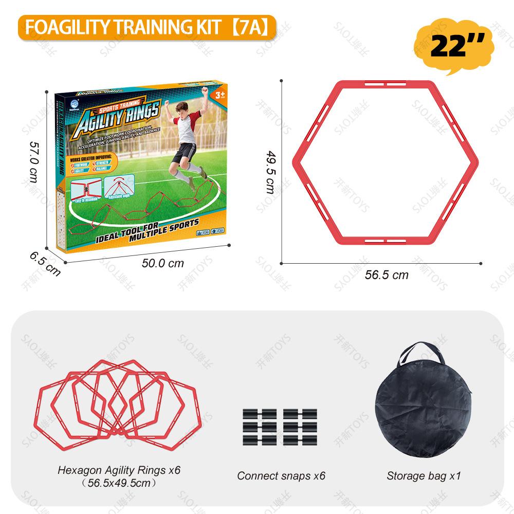 Hexagon Agility Rings Toy Set for Kids Outdoor Fitness Training Equipment Soccer Footwork Trainer 6-Pack